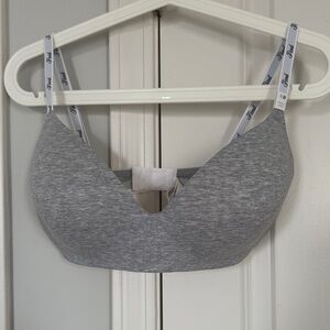 PINK Victoria's Secret Heather Grey Seamless Wireless Bra with Branded Straps